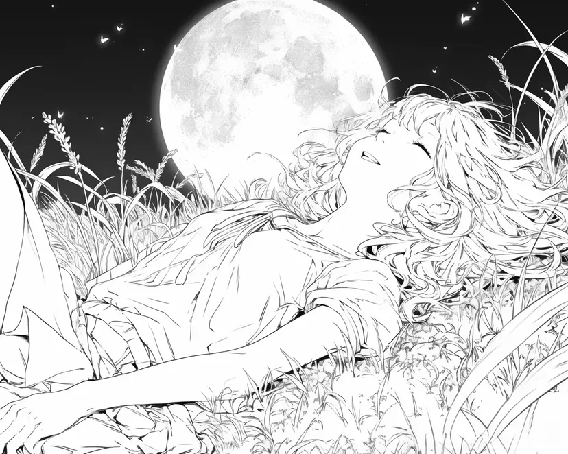 In the Moonlit Field coloring page