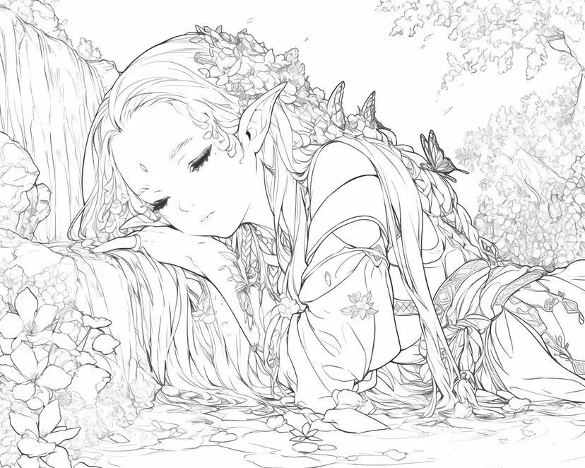 Dibujo de Descanso de la Hada para colorear