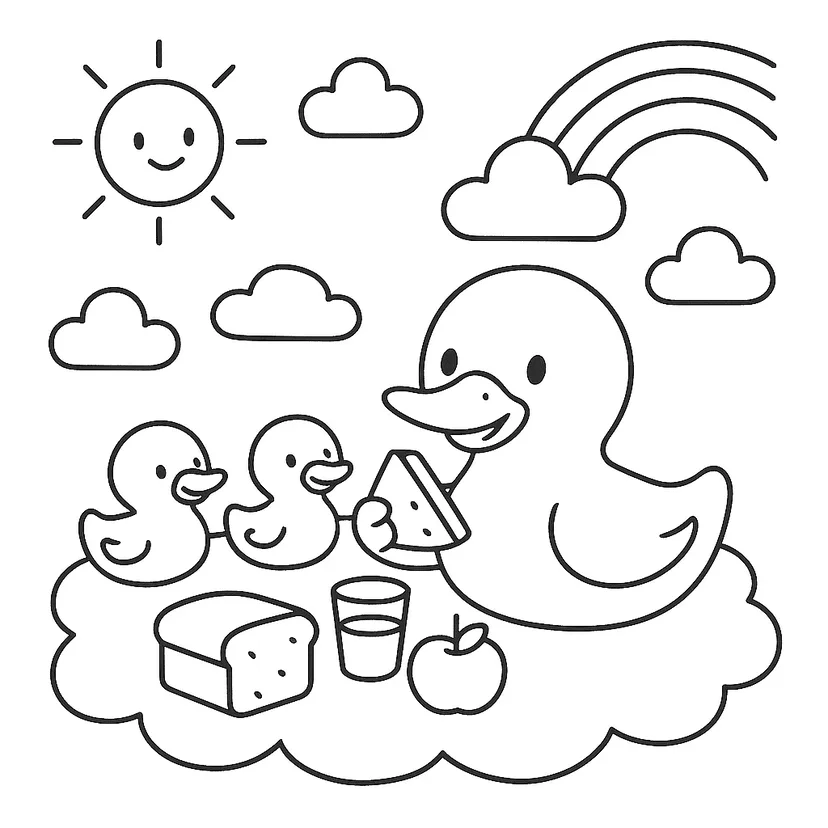 Duck's Picnic coloring page