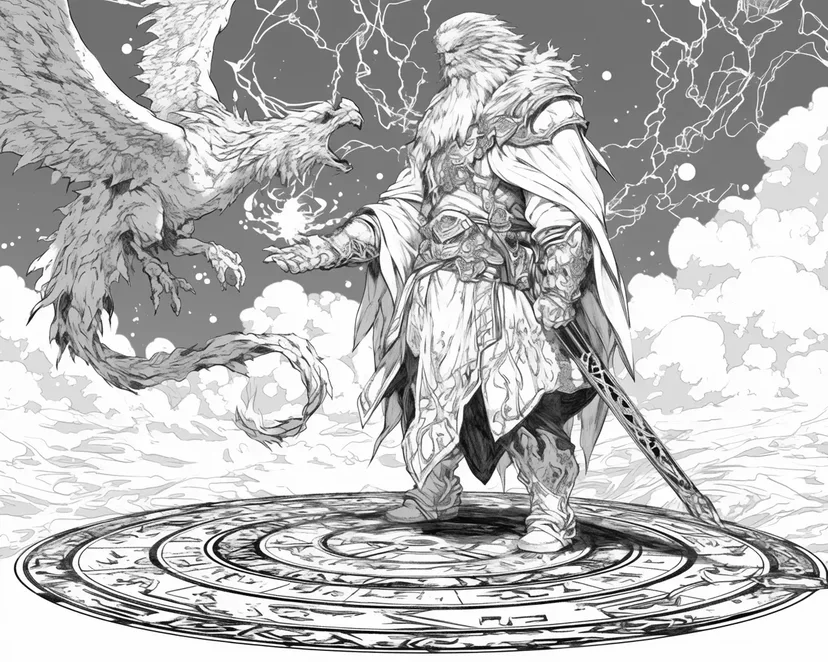 勇者と神秘のドラゴンの塗り絵