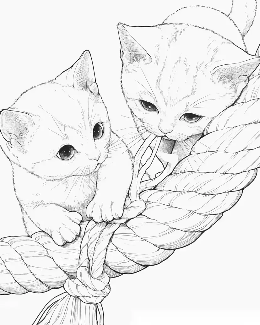 Gambar mewarnai Anak Kucing yang Aktif