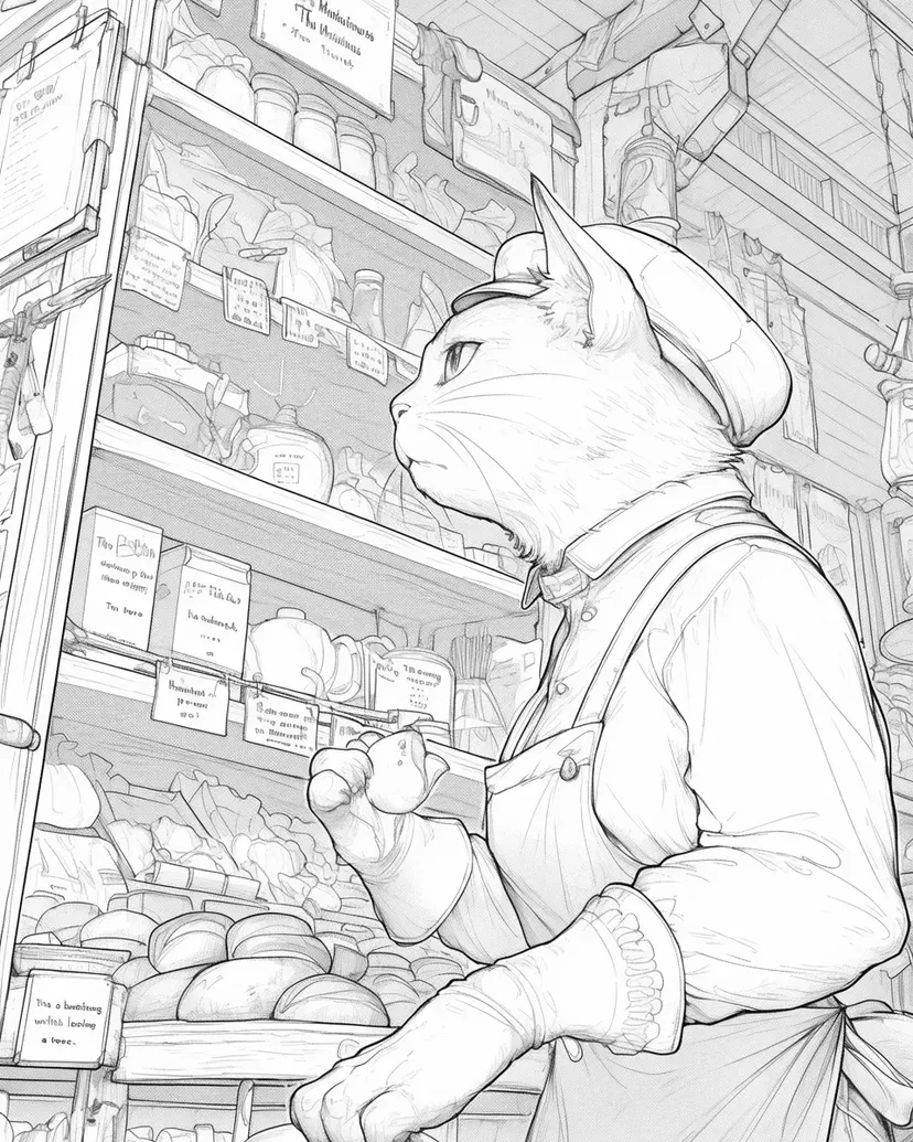 猫面包师涂色页