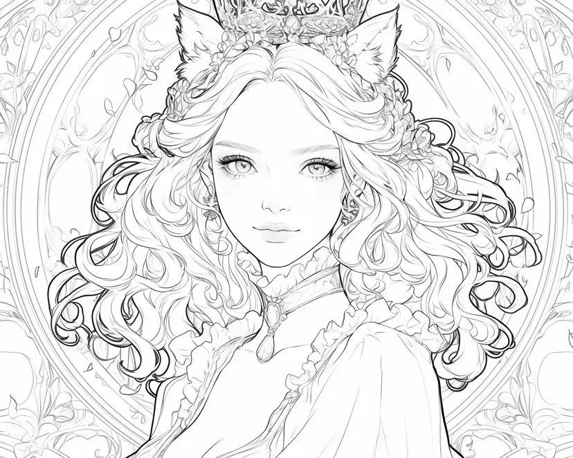 Princess with Cat Ears coloring page