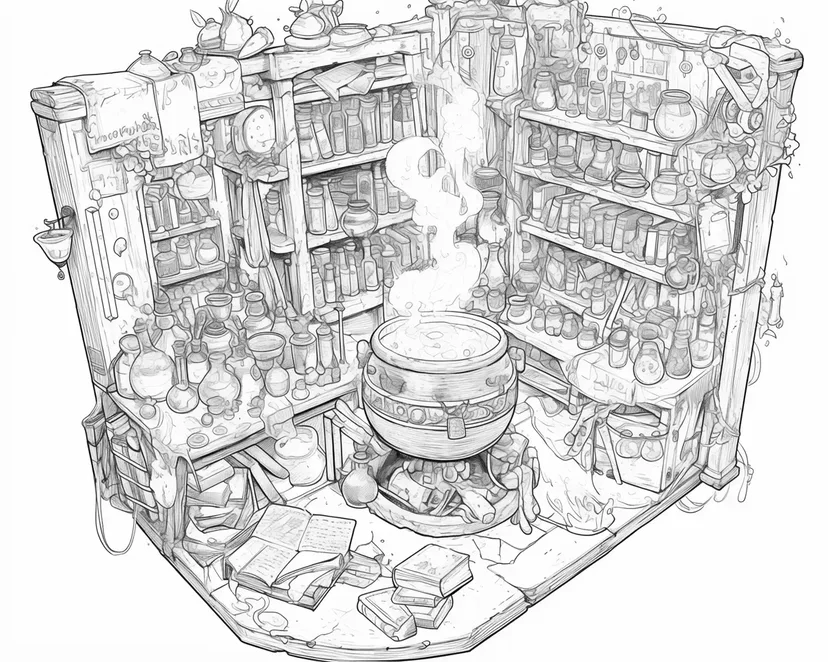 Dibujo de La Sala de Pociones para colorear