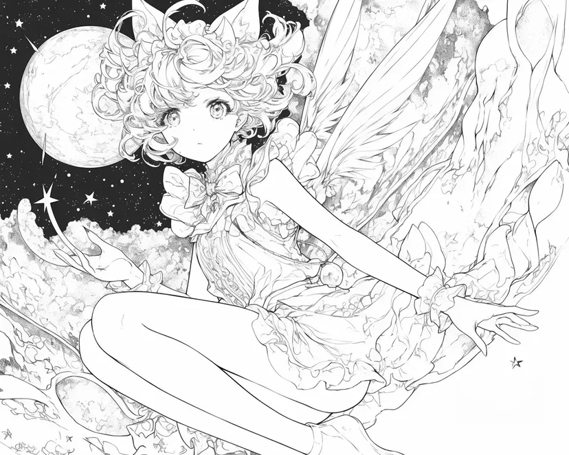 星空の妖精の塗り絵