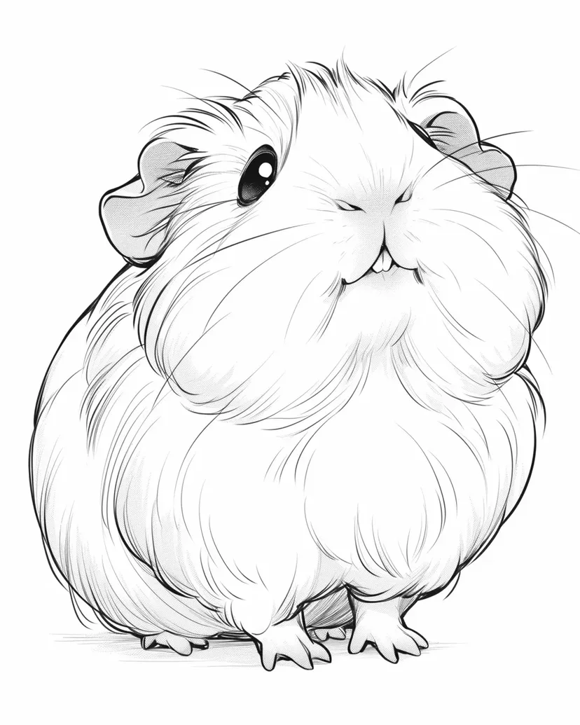 モフモフのモルモットの塗り絵