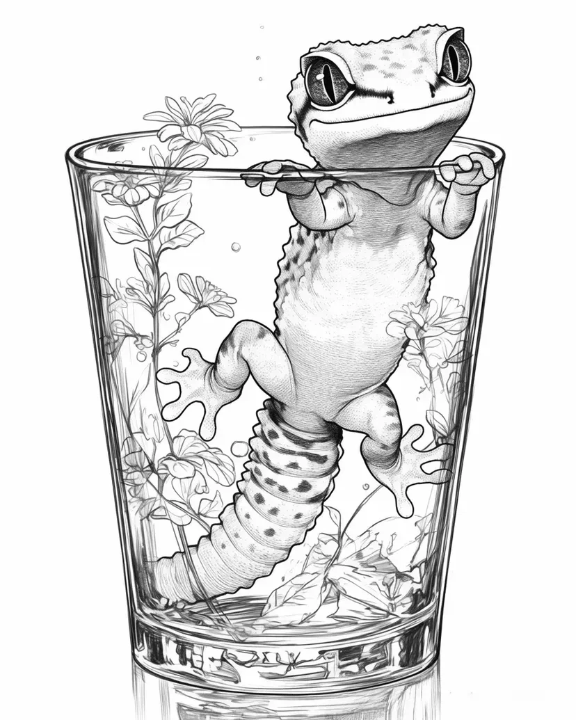 コップの中のヤモリ