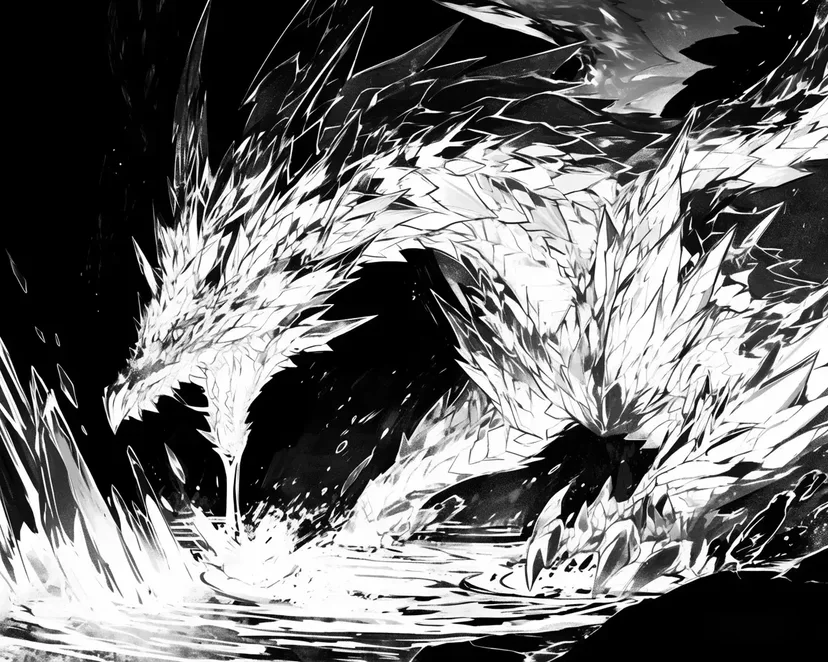 Dibujo de Dragón de Luz en el Agua para colorear