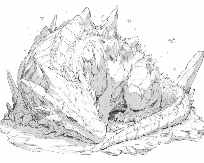 眠れる岩のドラゴンの塗り絵