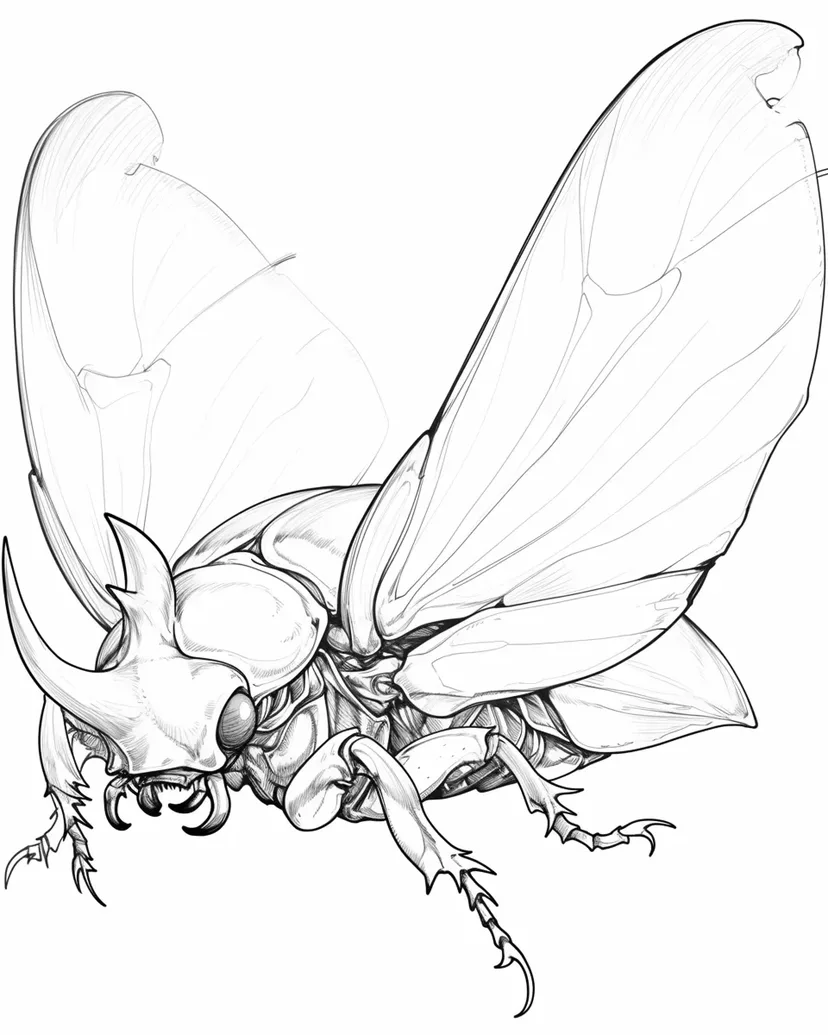 カブトムシの飛行の塗り絵