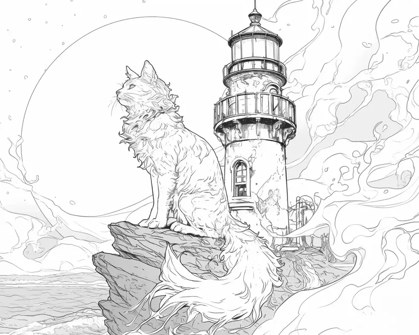 Dibujo de Gato Guardián del Faro para colorear
